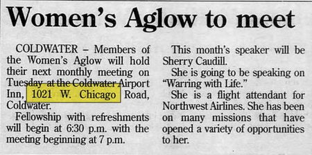 Coldwater Airport Inn - Jul 15 1996 Article (newer photo)